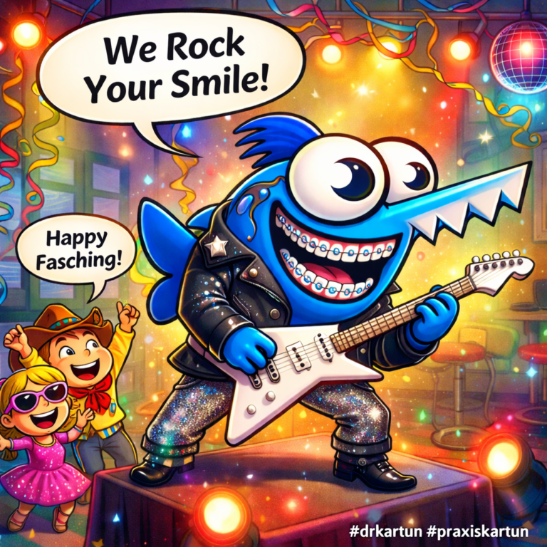 Bunter Fisch mit Gitarre und Freude.